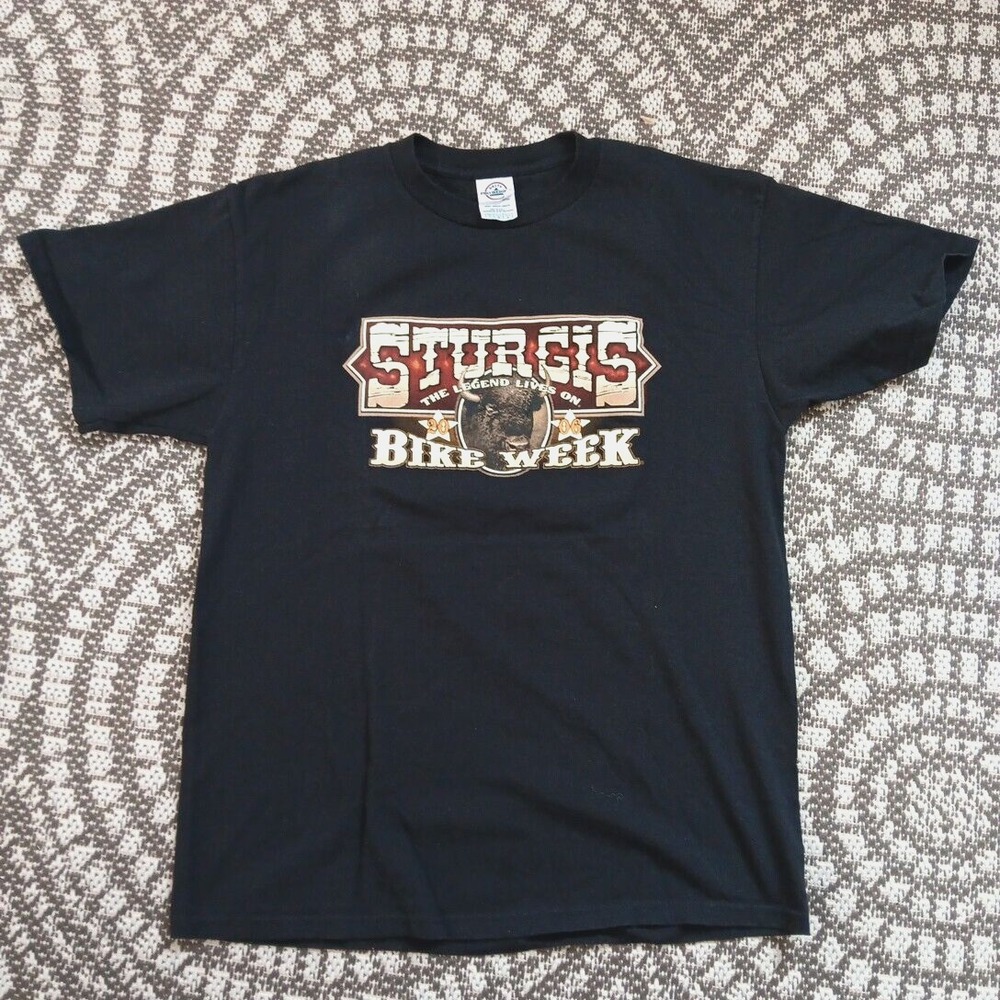 Harley Davidson T-shirt LARGE VTG Sturgis 2006 Buffalo PUFF INK John Lear Signed - Picture 2 of 10